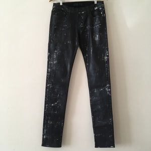 Black Metallic Washed Jeans
